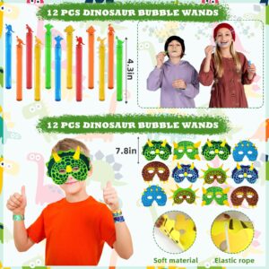 168Pcs Dinosaur Birthday Party Favors, Dino Party Favors Include Masks Bubble Stamps Hatching Eggs Bags Craft Bookmarks DIY Stickers Slap Bracelets for Dinosaur Birthday Party Decorations Supplies