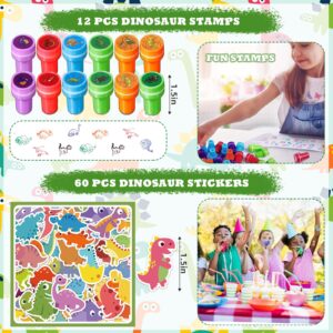 168Pcs Dinosaur Birthday Party Favors, Dino Party Favors Include Masks Bubble Stamps Hatching Eggs Bags Craft Bookmarks DIY Stickers Slap Bracelets for Dinosaur Birthday Party Decorations Supplies