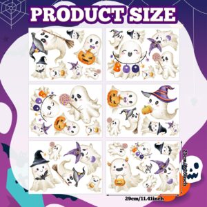 Sabary 6 Sheet/ 36 Pcs Halloween Ghost Decals Halloween Ghost Wall Decals Halloween Wall Clings Stickers Removable Peel and Stick Ghost Decals for Bathroom Wall Door Clings Party Decor