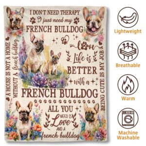 Lussues Nee French Bulldog Blanket for Women,50 x 60in French Bulldog Flannel Blanket Throws for Dog Mom (French Bulldog)