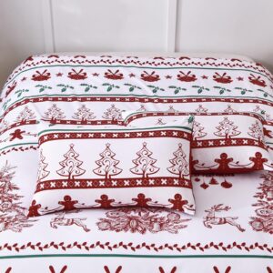 Xruibed Christmas Duvet Cover Set Queen Size 3PCS Xmas Tree Reindeer Pattern Duvet Cover Lightweight Microfiber Bedding Set with Zipper Closure for Adults Teens (Queen,90''x90'')