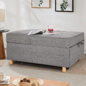 SEJOV Convertible Sofa Bed, 4-in-1 Sleeper Sofa Chair Bed with 6 Adjustable Backrest and Pillow,3-Seat Folding Ottoman Couch Bed Linen for Bedroom Small Space Living Room Office, Grey