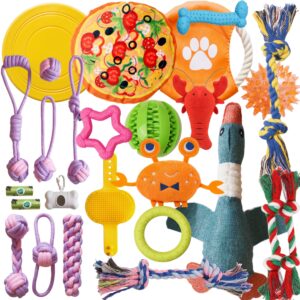 socowvaka puppy discovery series-26 pack puppy teething toys set interactive dog toys,squeaky dog toys, dog rope toy, ball,dog toys for boredom,dog chew toys,interaction and training,enhance feelings