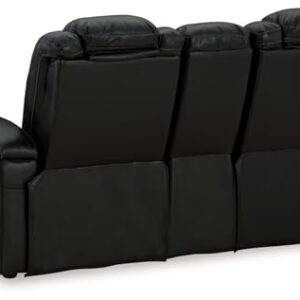 Signature Design by Ashley Caveman Den Power Reclining Loveseat with Console Love Seats, 75" W x 42" D x 42" H, Black