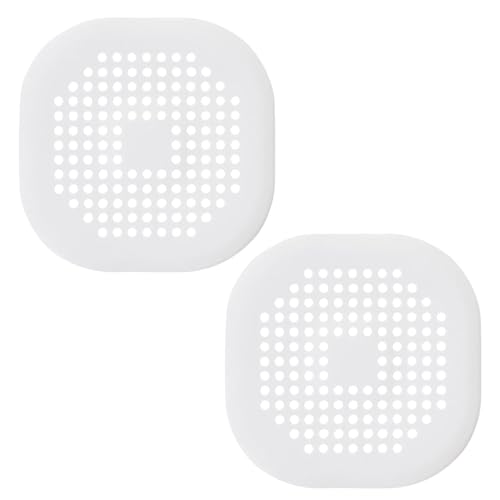 DISPRA Shower Drain Hair Catcher, Silicone Drain Protector, Durable Silicone Hair Stopper, Shower Drain Covers, Easy to Install and Clean, Bathtub Drain Cover for Kitchen Bathroom, White/Grey