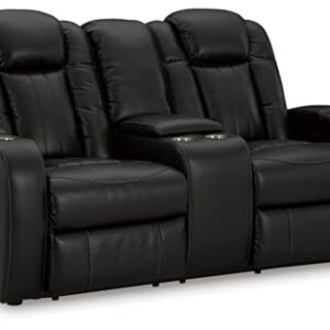 Signature Design by Ashley Caveman Den Power Reclining Loveseat with Console Love Seats, 75" W x 42" D x 42" H, Black