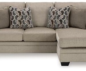 Signature Design by Ashley Stonemeade Casual Right-Arm Facing Sofa Chaise with 4 Toss Pillows, Light Brown