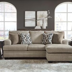 Signature Design by Ashley Stonemeade Casual Right-Arm Facing Sofa Chaise with 4 Toss Pillows, Light Brown