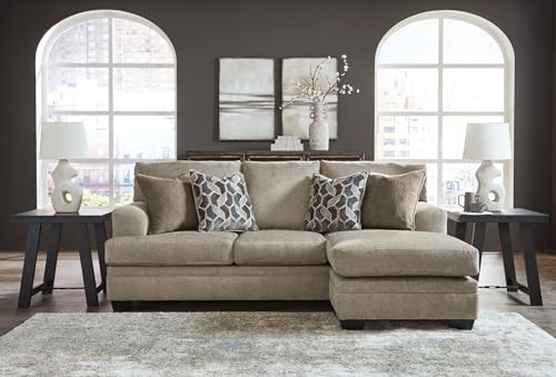 Signature Design by Ashley Stonemeade Casual Right-Arm Facing Sofa Chaise with 4 Toss Pillows, Light Brown