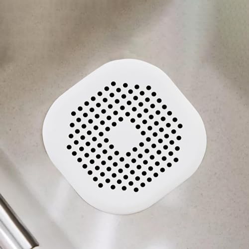 DISPRA Shower Drain Hair Catcher, Silicone Drain Protector, Durable Silicone Hair Stopper, Shower Drain Covers, Easy to Install and Clean, Bathtub Drain Cover for Kitchen Bathroom, White/Grey