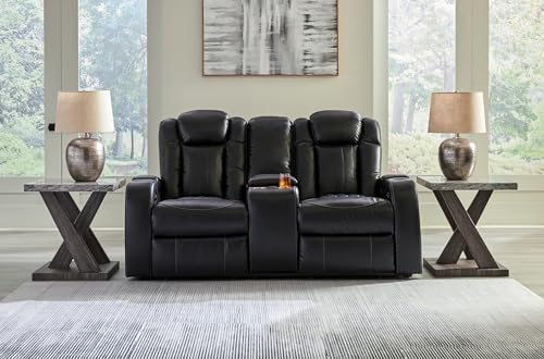 Signature Design by Ashley Caveman Den Power Reclining Loveseat with Console Love Seats, 75" W x 42" D x 42" H, Black