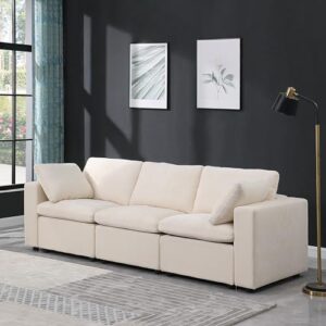 3 Seater Convertible Modular Sectional Sofa, Modern Reversible Chenille Upholstered Cloud Couch Sleeper Foam Sofá with Movable Seat for Home, Apartment Living Room