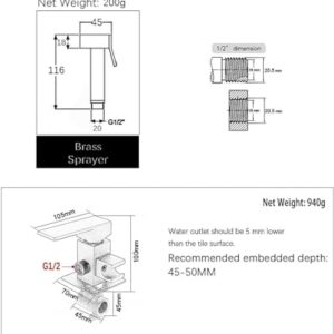 GTFDXJ Handheld Bidet Sprayer, Toilet Shower Kit, Brushed Gray Brass Bidet Toilet Sprayer Bidet Sprayer Kit, Toilet Sprayer with Hose and Mixing Valve