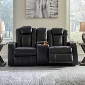 Signature Design by Ashley Caveman Den Power Reclining Loveseat with Console Love Seats, 75" W x 42" D x 42" H, Black