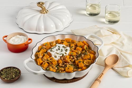 Le Creuset Enameled Cast Iron Figural Pumpkin Braiser, 2.75 qt., White