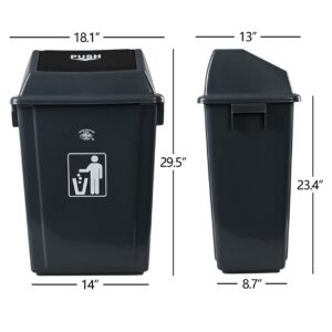 Fabnati 18 Gallon Plastic Garbage Can with Swing Lid, 4 Pack Extra Large Trash Can, Gray