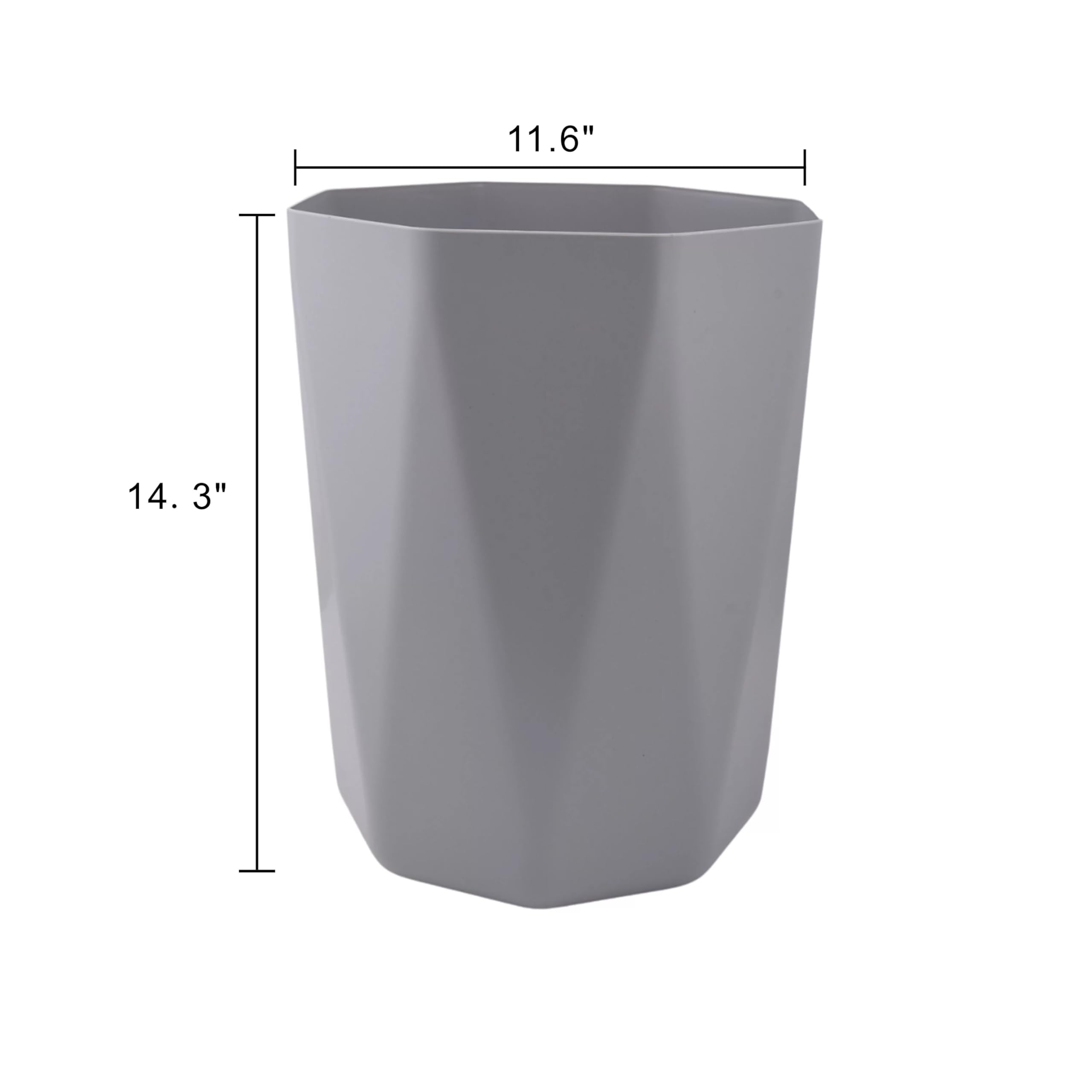 DqOasd 5 Gallon Trash Can, Plastic Office Trash Can, Geometric Silver, Gray