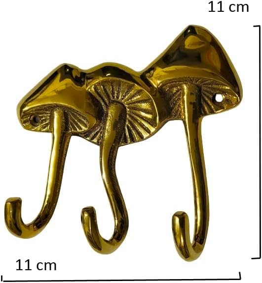 Brass Mushroom Wall Mount Hook Sculpture Unique A Excellent Item for Home | Office | Restaurant Decorations by Indiaart12