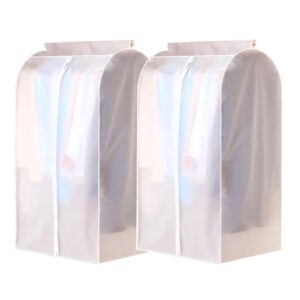 clear garment bags for hanging clothes, suit coat cover for closet storage, zipper clothing protector, set of 2