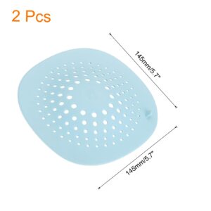 uxcell Hair Drain Catcher, 5.71inch Silicone Convex Tub Drain Covers Drain Protector with Handle Suction Cup for Kitchen Bathroom Balcony, Light Blue 2Pcs