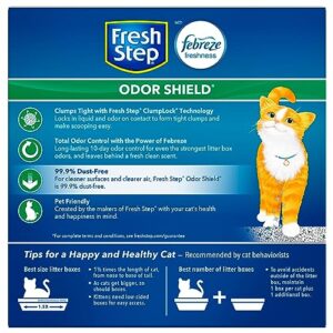 Fresh Step Clumping Cat Litter, Odor Shield, Long Lasting Odor Control Kitty Litter with Activated Charcoal, Low Dust Formula, 14 lb (Pack of 2)