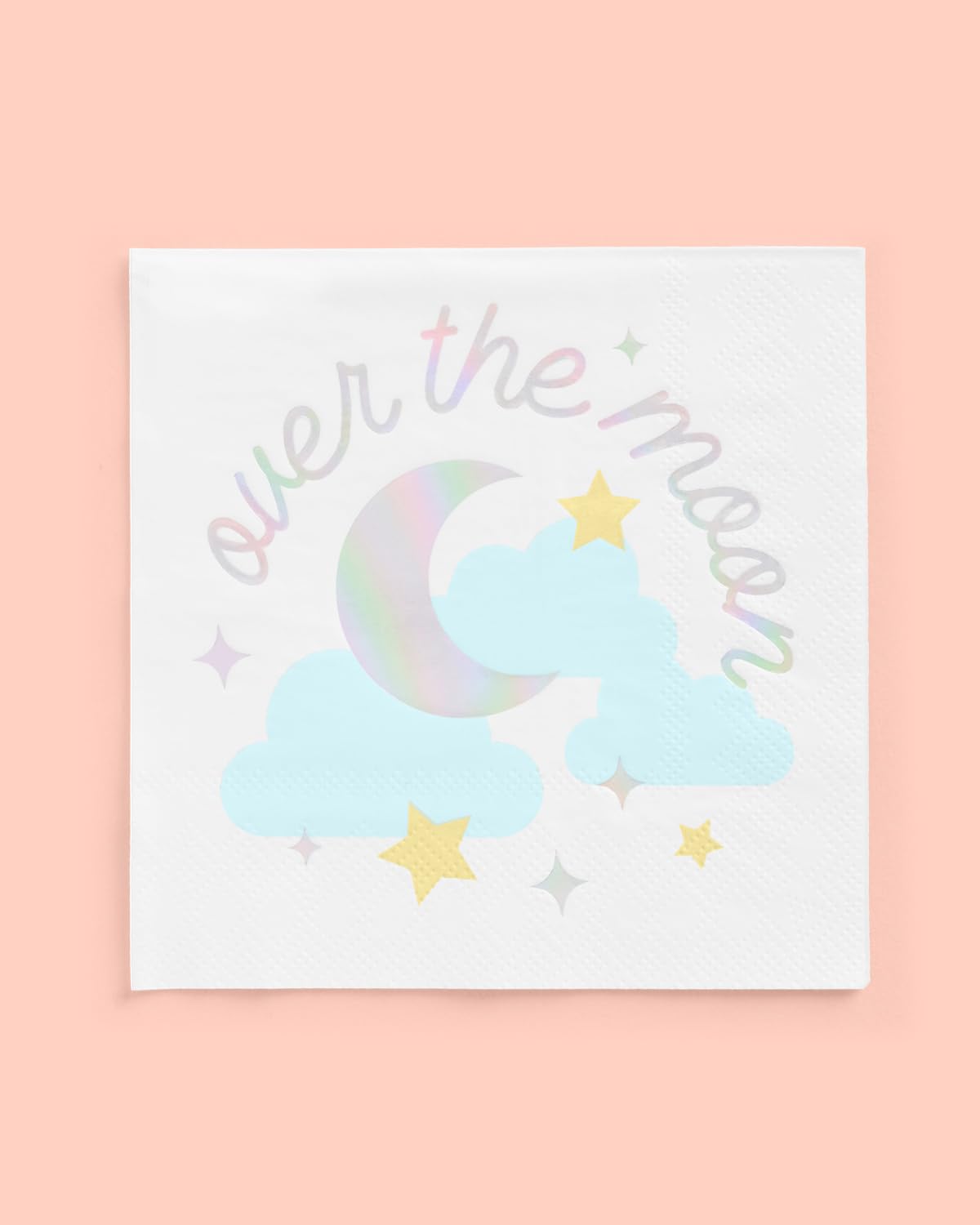 xo, Fetti Over the Moon Napkins - 3-ply, 50 pcs | Baby Shower Decoration, Kids Birthday Tablescape, Gender Reveal Party, Mom to Be Dinner Setting, Bday Decor