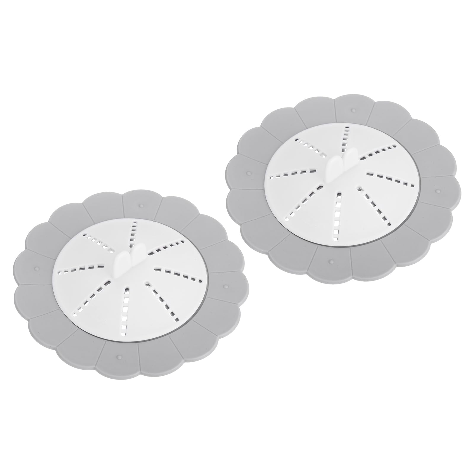 uxcell Hair Drain Catcher, 2 in 1 Shower Drain Stopper Silicone Tub Drain Covers for Kitchen Bathroom Balcony, Grey 2 Pcs