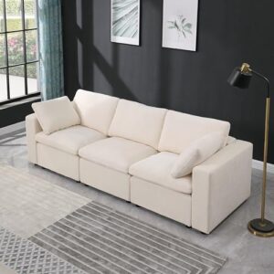 3 Seater Convertible Modular Sectional Sofa, Modern Reversible Chenille Upholstered Cloud Couch Sleeper Foam Sofá with Movable Seat for Home, Apartment Living Room