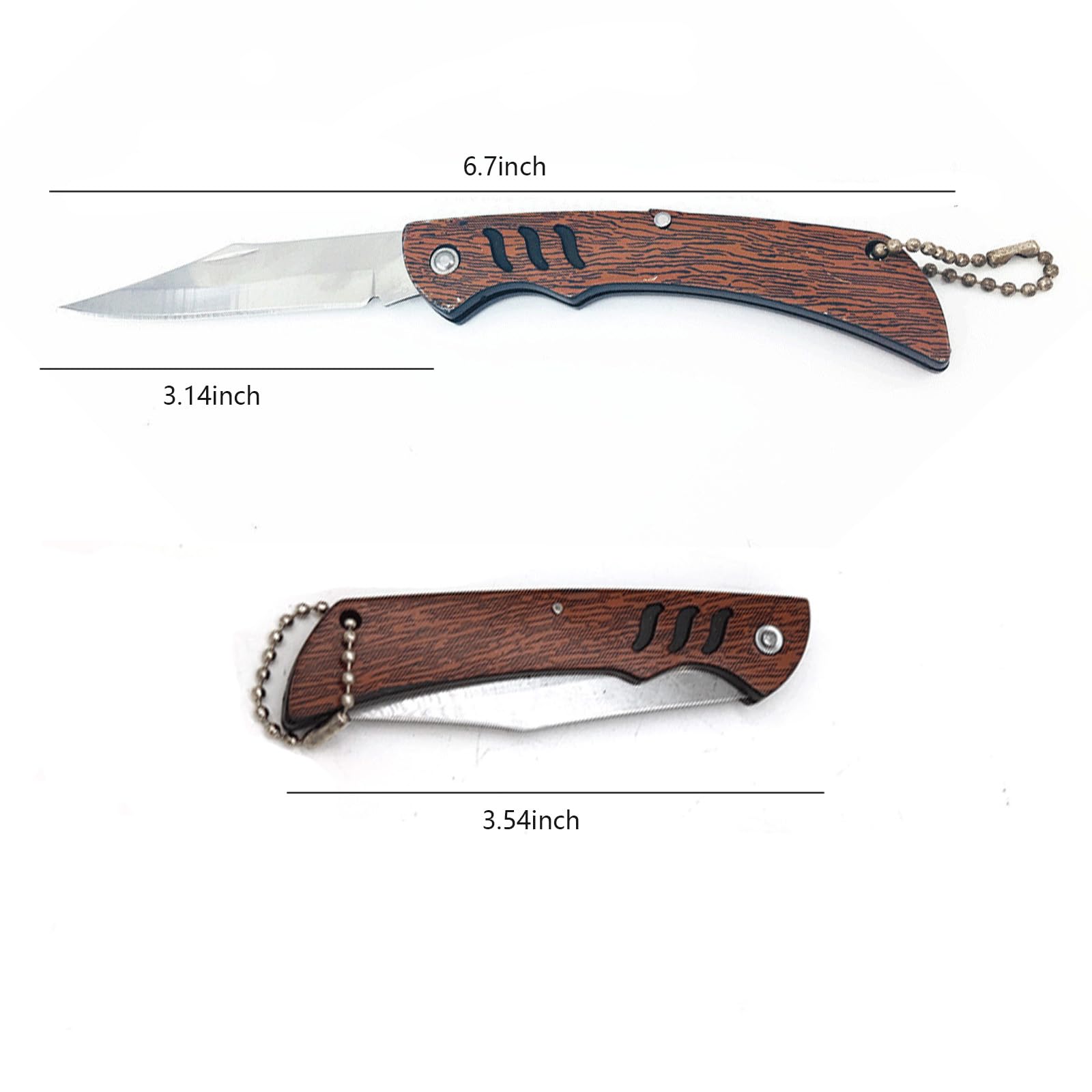 JUNZHIZHE Folding Knife Pocket Knife,Peeling knife 3.14-inch Blade, imitation wood Grain Handle unboxing and Peeling Tool. (12 packs)