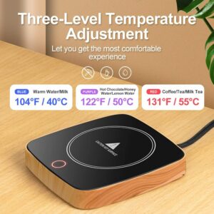 Defashun Coffee Mug Warmer Waterproof Smart Cup Warmer with 3 Temperature Setting for Warming & Heating Coffee, Beverage, Milk, Tea and Hot Chocolate (Wood Grain)