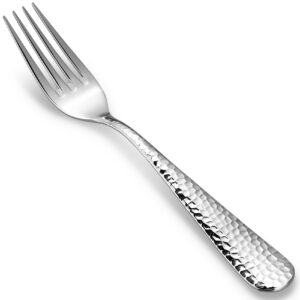 keawell premium 4-piece/8-piece louise hammered fork set, 18/10 stainless steel, fine fork set with round edge, brightly-mirror polished, dishwasher safe. (4, 8" dinner forks)