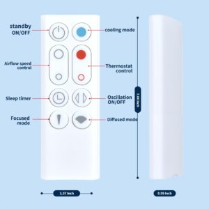 New Replacement Fan Remote Control Compatible for Dyson AM09 Hot + Cool Heater Tower Fan （Part Number: 966538-01）