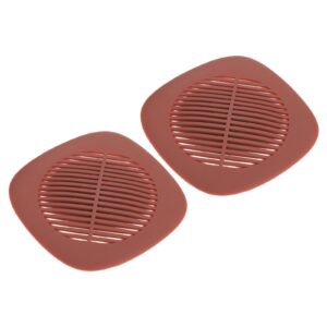 uxcell hair drain catcher, 5.51inch silicone convex tub drain covers drain protector with handle suction cup for kitchen bathroom balcony, red 2pcs