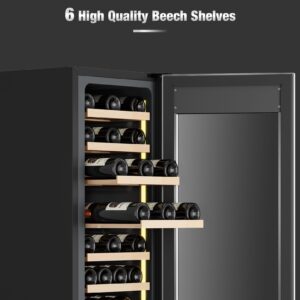 JINJUNYE 15Inch Wine Cooler Refrigerator,33 Bottle Wine Fridge Temperature Control, Built-in or Freestanding Wine Cellar for Red, White, Champagne, Sparkling Wine for Home Office Bar Stainless Steel