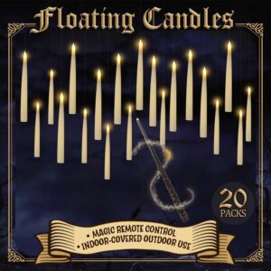 bomivix 20pcs christmas decorations flameless led floating candles with magic wand remote - floating hanging home decorations for a spooky atmosphere-perfect for festive home display