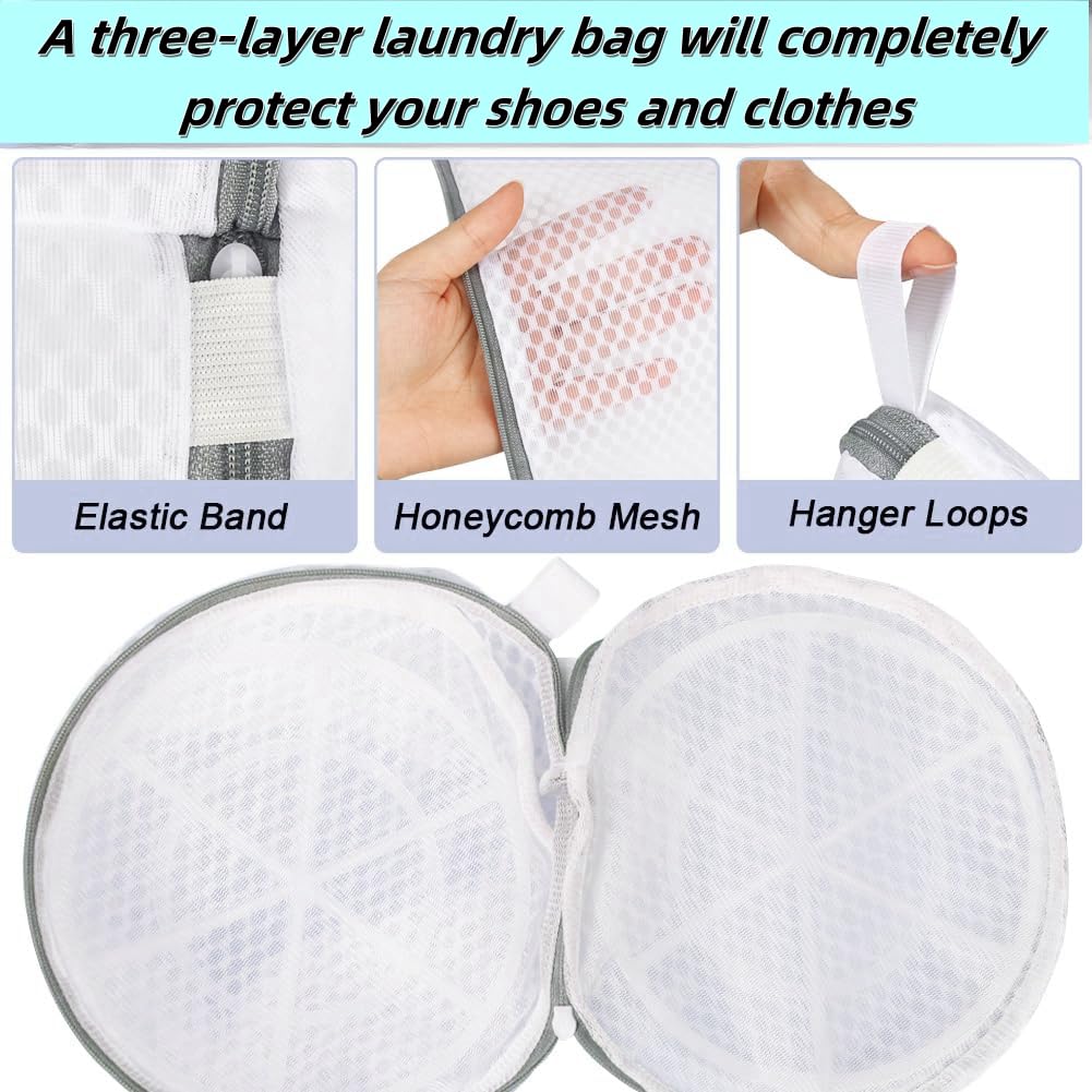 Generic 2 Pack（ 8.27 x 13.78 Inch） Mesh Laundry Bags for Delicates - Versatile Shoe & Clothing Washing Bag - Prevents Tangles - Time-Saving Solution, white, 21*35