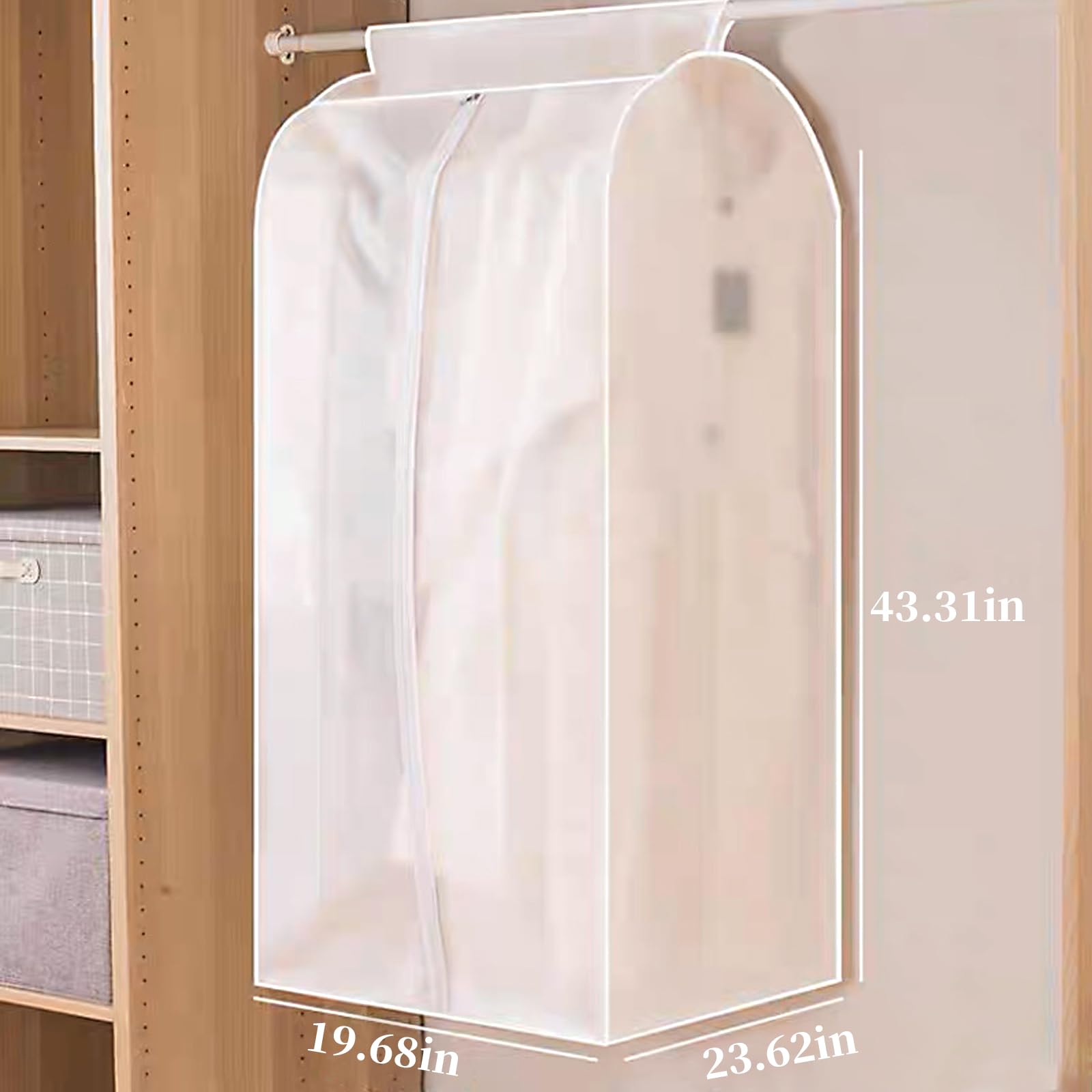 Clear Garment Bags for Hanging Clothes, Suit Coat Cover for Closet Storage, Zipper Clothing Protector, Set of 2