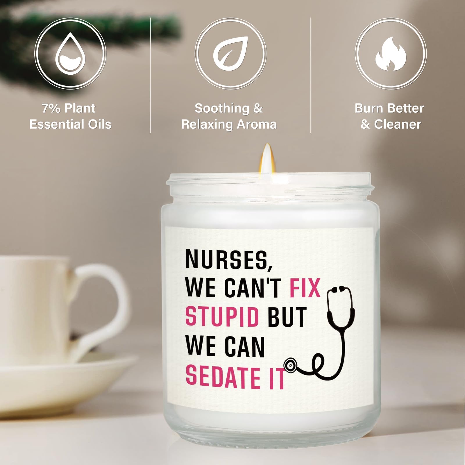 musaecoin Nurse Gifts for Women, Cool Gifts for Nurses, LPN RN Gifts for Nurses, Funny Nurse Appreciation Gifts, Nursing School Graduate Birthday Gifts for Nurse, 7oz Soy Wax Candle (Lavender)