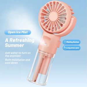 AJIJING Mini Portable Fan, Cooling Misting Fan, 4 Speeds Small Handheld Fan, USB Rechargeable Pocket Fan [14-32 Working Hours], Summer/Outdoor/Concerts, Gifts for Women (Pink)