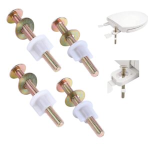 4 pack toilet seat hinge bolt, quick fix toilet screws replacement with nuts washers, no more wiggle toilet seat fastener steel toilet screws for top toilet seat kohler toto, syocsek