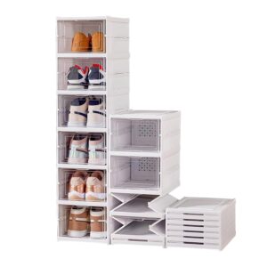 fancystyle shoe box organizer, 6-tier, no-assembly, one-piece design, magnetic clear doors, compact foldable & space-saving, ideal for sneaker display & everyday footwear