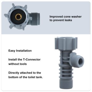 Bidet Tee Connector, T Valve, Replace OEM TOTO THU6234, 7/8 inch Toilet T Adapter, Tee Fitting for Washlet A100, C100, K300,S300E,S350E, etc