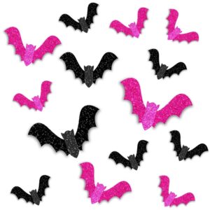 gorwery 18pcs halloween bats wall decor,3 size 3d glitter halloween bats stickers for halloween party indoor home kitchen bedroom bathroom decorations