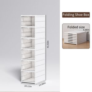 Fancystyle Shoe Box Organizer, 6-Tier, No-Assembly, One-Piece Design, Magnetic Clear Doors, Compact Foldable & Space-Saving, Ideal for Sneaker Display & Everyday Footwear