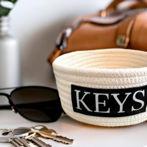 Key Organizer Storage basket for Entryway. Store your Keys, Change, Wallet, Sunglasses and Jewelry in this fun and convenient tray. Hold your items in one stylish storage bin.