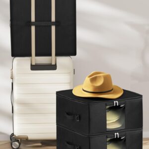 Teraves Large Hat Box for Women Storage, Sturdy Cowboy Hat Box Hat Travel Case, Stackable Hat Storage Box, Space Saver Hat Organizer for Closet, Black