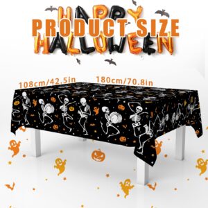 3Pcs Happy Halloween Tablecloth Disposable Halloween Skeleton Plastic Tablecloths Rectangle Plastic Halloween Table Decorations Ghost Table Covers for Halloween Party Supplies 70.8 x 42.5 Inch