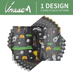 Vnaaem Golf Wrapping Paper 6 Pc Black Golf Sports Gift Wrap Paper for Men Boys Grandpa Birthday Baby Shower Holiday Fathers Day,19.6 X27.8Inch