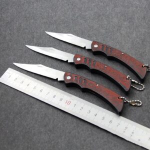 JUNZHIZHE Folding Knife Pocket Knife,Peeling knife 3.14-inch Blade, imitation wood Grain Handle unboxing and Peeling Tool. (12 packs)