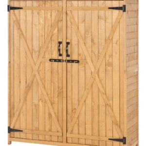 VINGLI Outdoor Wood Storage Shed with Lockable Design, Extra Large Capacity Outside Cabinet Tool Shed with Shelves, Garden Sheds & Outdoor Storage Made with Waterproof roof for Garden, Yard, Lawn